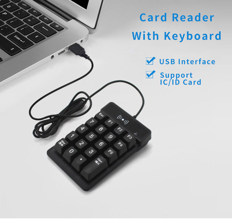 Protokoll ISO 14443A Arbeitsfrequenz 125 kHz oder 13,56 MHz Chipkartenleser mit kleiner Tastatur